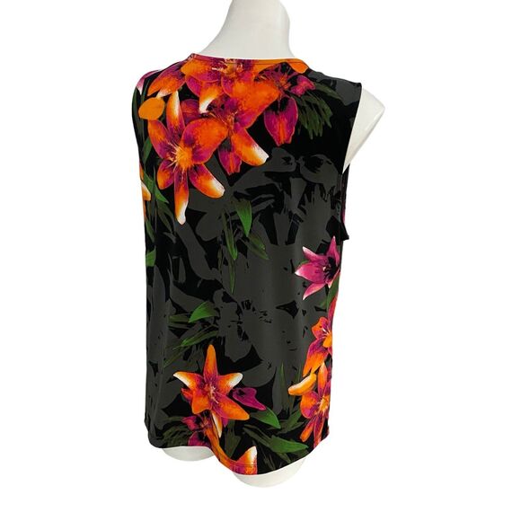 Worthington Top Womens XL Tropical Hawaiian Shirt Work Office Sleeveless Blouse - Picture 10 of 15